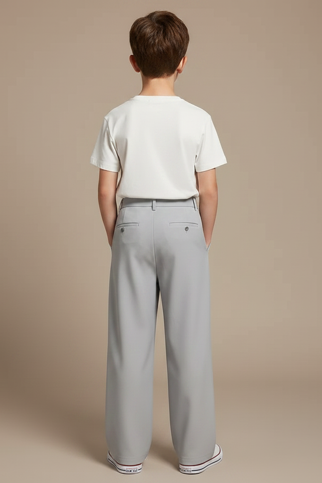 Pantalon À Pince Gris Droit Ample Décontracté Garçon - Polyester - vue 2