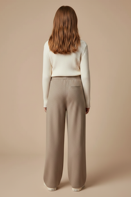 Pantalon À Pince Laine Tricoté Ample Beige Enfant - vue 2