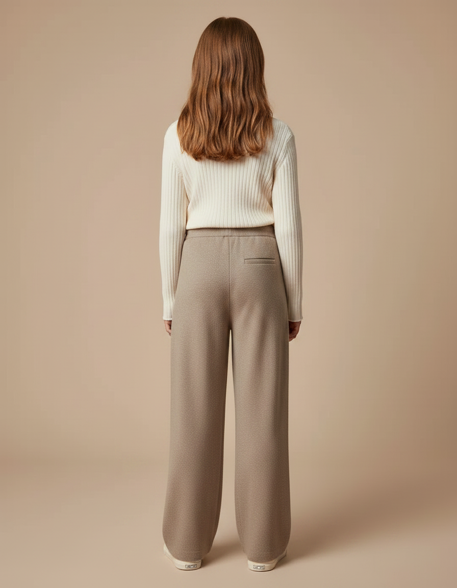 Pantalon À Pince Laine Tricoté Ample Beige Enfant - vue 2