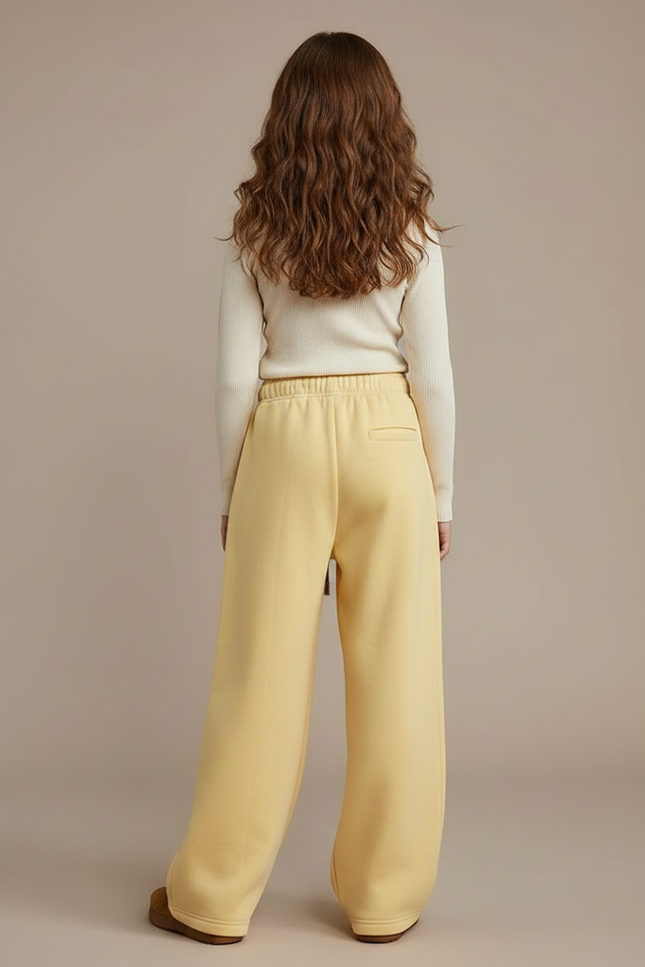 Pantalon À Pince Jaune Ample Décontracté Cordon - Molleton - vue 2