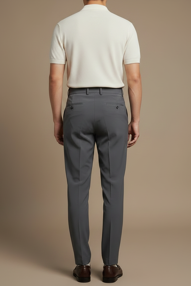 Pantalon À Pince Gris Élégant Coupe Slim Décontracté - Gabardine - vue 2