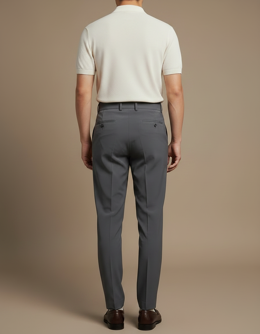 Pantalon À Pince Gris Élégant Coupe Slim Décontracté - Gabardine - vue 2