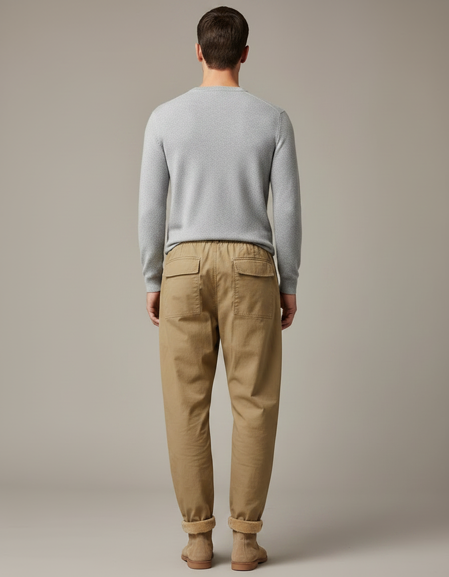 Pantalon À Pince Kaki Coton Décontracté Homme - Gabardine - vue 2