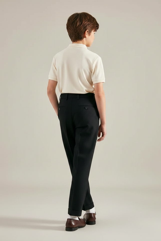 Pantalon À Pince Noir Plissé Élégant Classique Garçon - Gabardine - vue 2