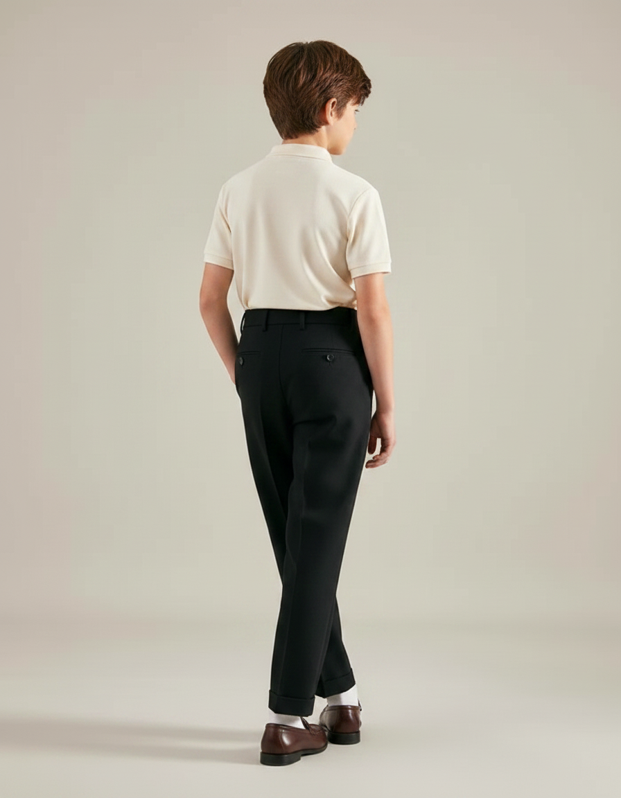 Pantalon À Pince Noir Plissé Élégant Classique Garçon - Gabardine - vue 2