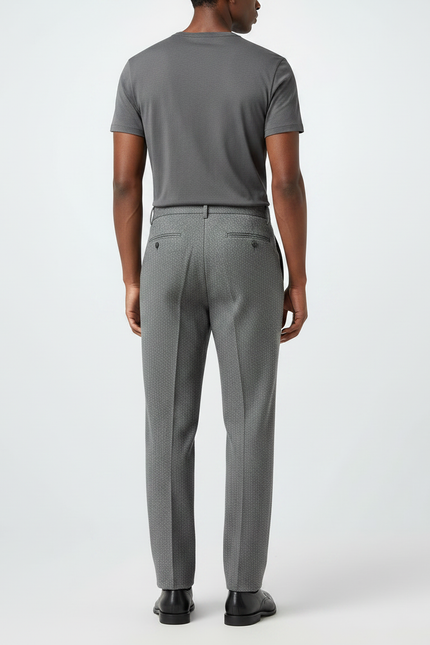 Pantalon À Pince Gris Laine Plissé Droit Élégant - vue 2