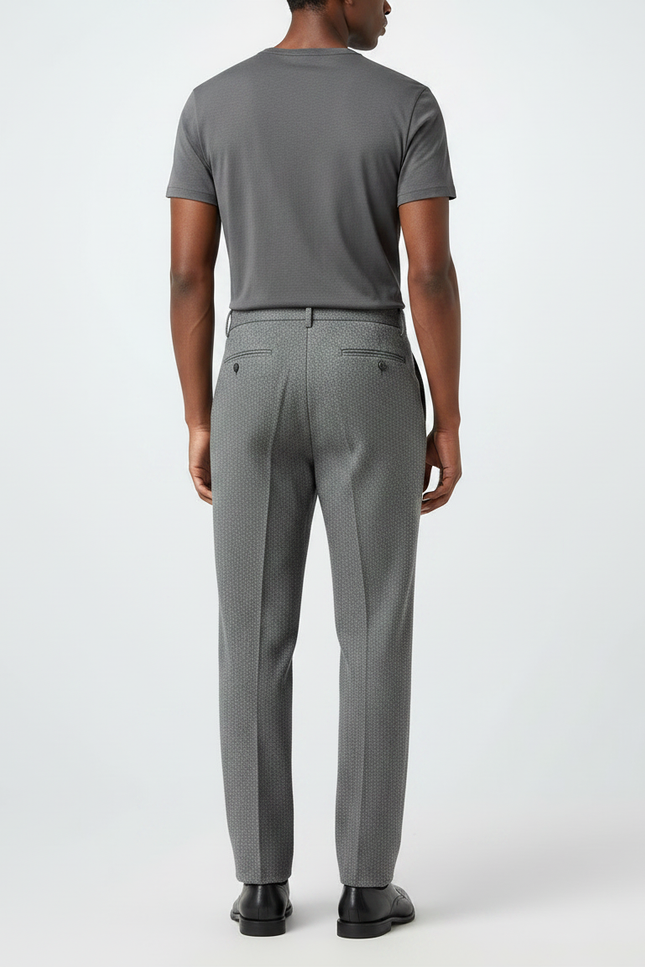 Pantalon À Pince Gris Laine Plissé Droit Élégant - vue 2