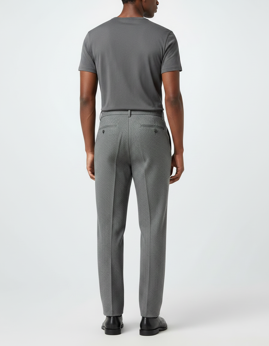 Pantalon À Pince Gris Laine Plissé Droit Élégant - vue 2