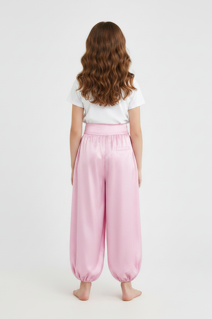 Pantalon À Pince Rose Satiné Ample Enfant Danse Orientale - vue 2