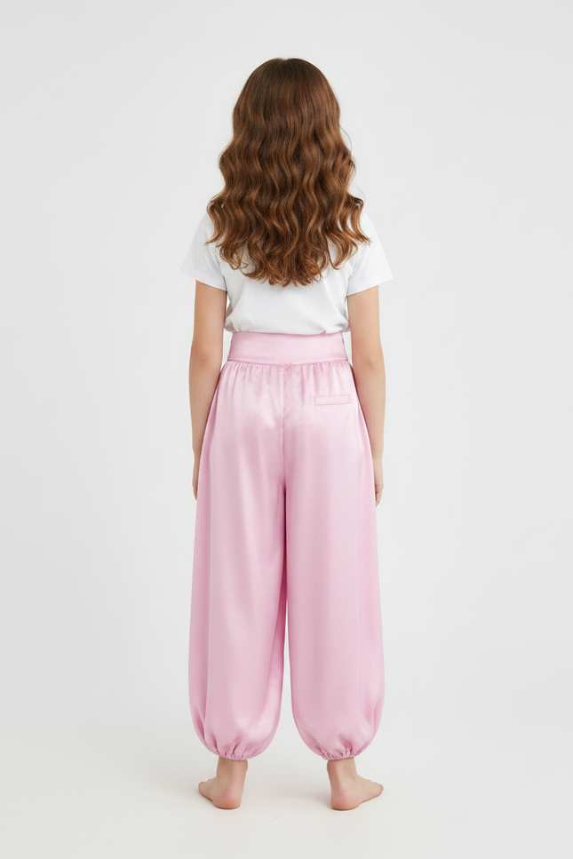 Pantalon À Pince Rose Satiné Ample Enfant Danse Orientale - vue 2