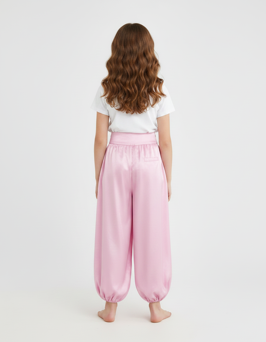 Pantalon À Pince Rose Satiné Ample Enfant Danse Orientale - vue 2