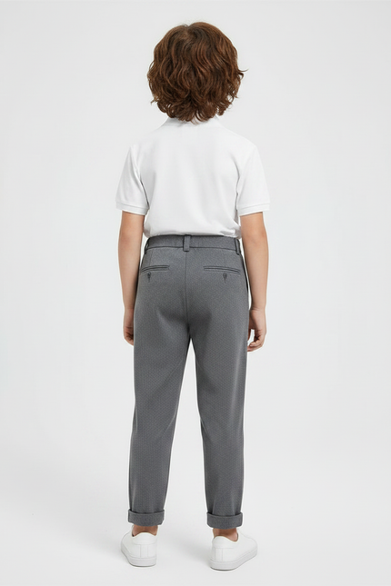 Pantalon À Pince Gris Plissé Décontracté Garçon - Polyester - vue 2