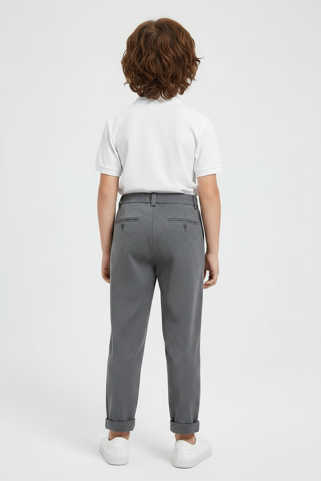 Pantalon À Pince Gris Plissé Décontracté Garçon - Polyester - vue 2