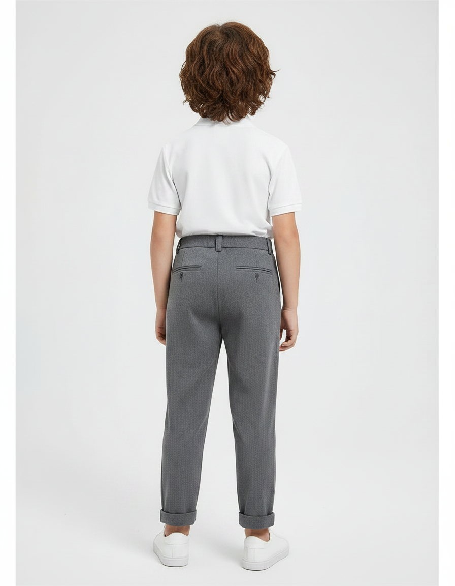 Pantalon À Pince Gris Plissé Décontracté Garçon - Polyester - vue 2