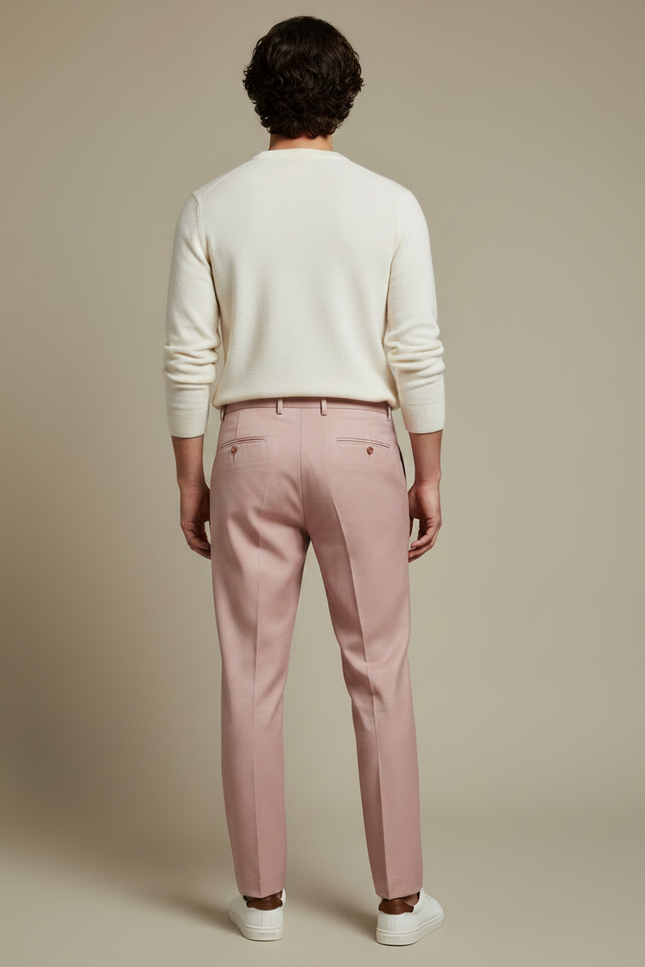 Pantalon À Pince Rose Homme Droit Élégant Décontracté - Gabardine - vue 2