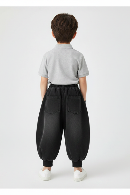 Pantalon À Pince Noir Ample Élastique Enfant - Jean - vue 2
