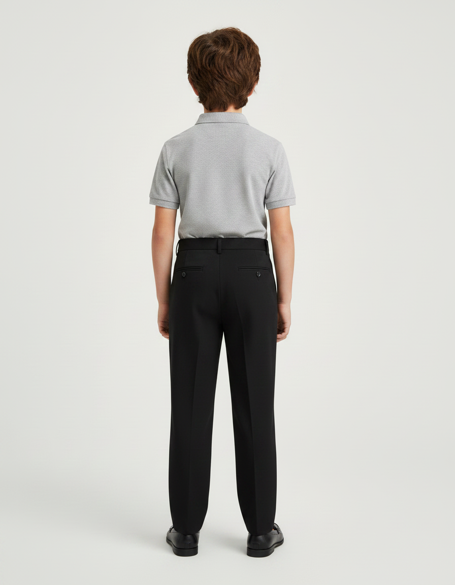 Pantalon À Pince Noir Droit Enfant Élégant Formel - Gabardine - vue 2