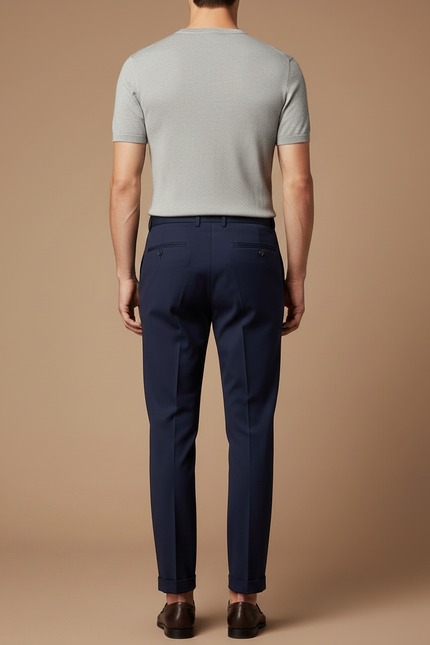 Pantalon À Pince Bleu Marine Élégant Confortable Homme - Gabardine - vue 2