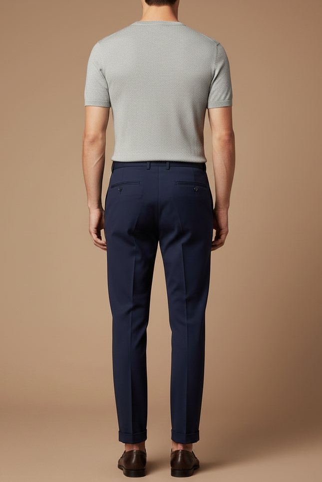 Pantalon À Pince Bleu Marine Élégant Confortable Homme - Gabardine - vue 2