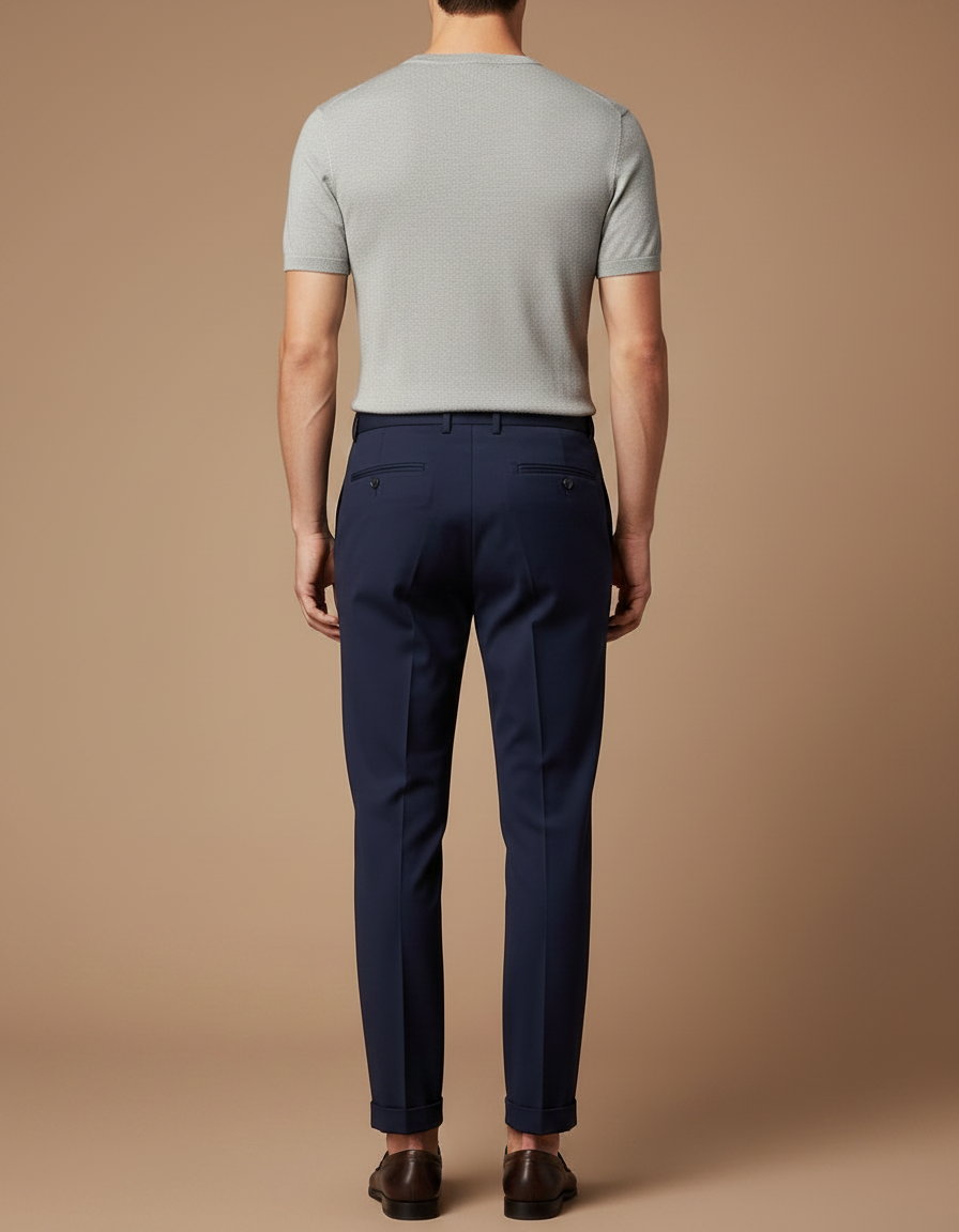 Pantalon À Pince Bleu Marine Élégant Confortable Homme - Gabardine - vue 2
