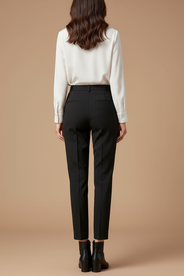 Pantalon À Pince Noir Taille Haute Slim Femme - Polyester - vue 2