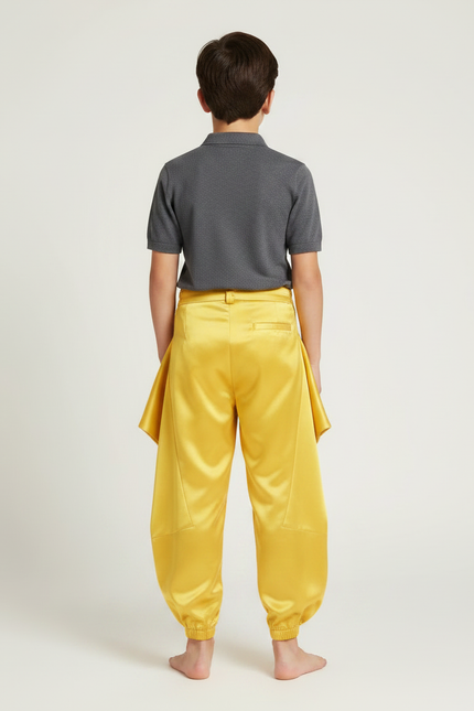 Pantalon À Pince Jaune Satiné Plissé Enfant Harem - vue 2