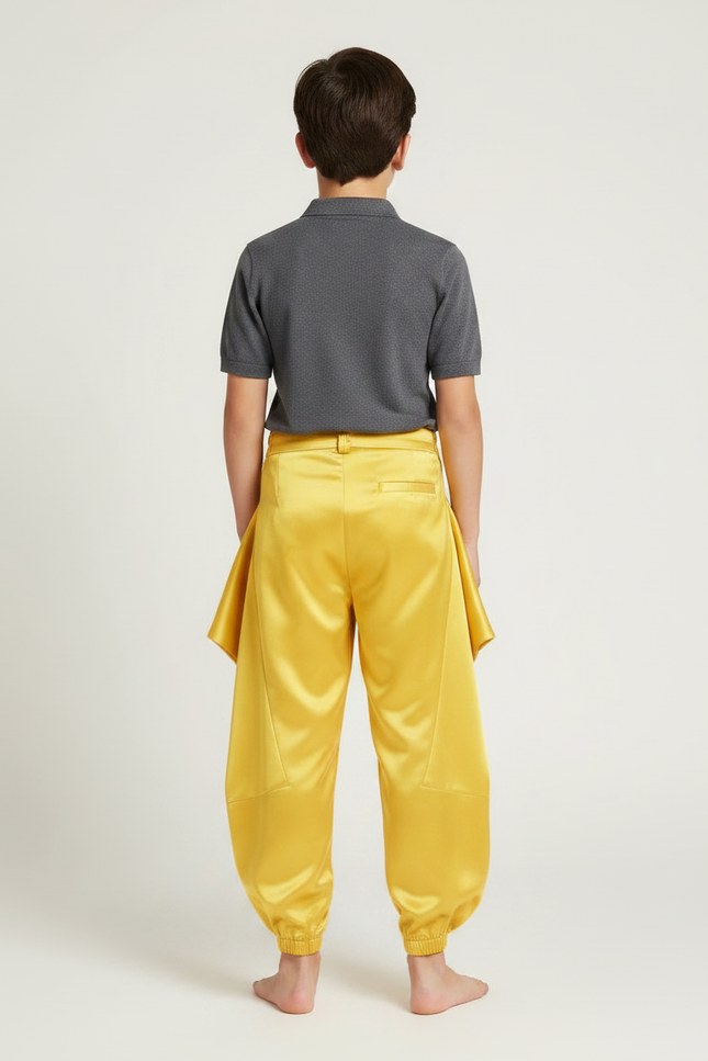 Pantalon À Pince Jaune Satiné Plissé Enfant Harem - vue 2