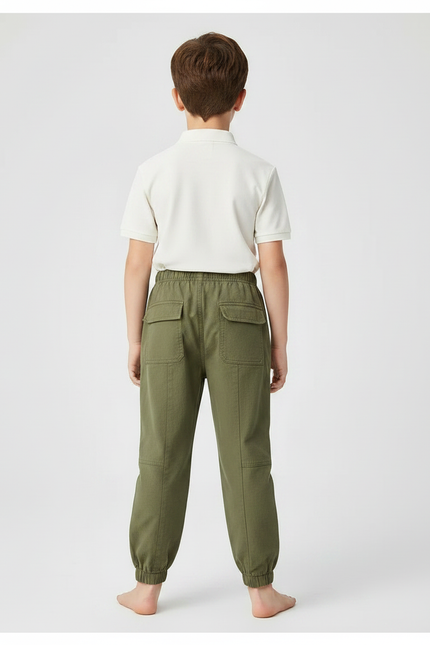 Pantalon À Pince Kaki Cargo Ample Coton Garçon - vue 2