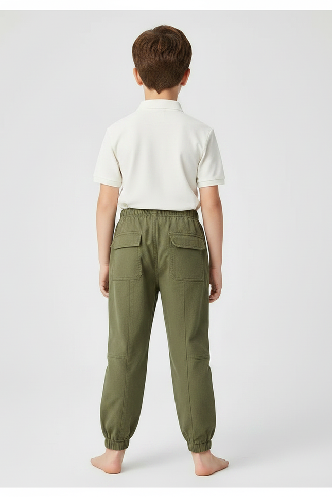 Pantalon À Pince Kaki Cargo Ample Coton Garçon - vue 2