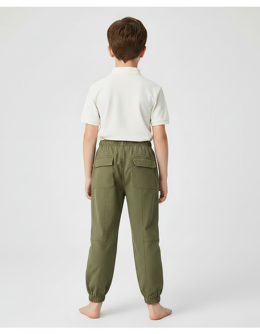 Pantalon À Pince Kaki Cargo Ample Coton Garçon - vue 2