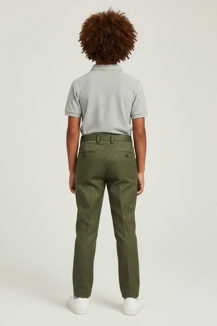 Pantalon À Pince Vert Olive Plissé Garçon Élégant - Gabardine - vue 2