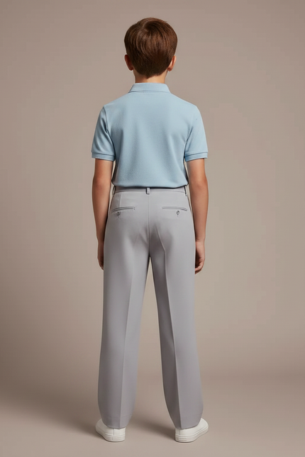 Pantalon À Pince Gris Ample Plissé Décontracté Enfant - Gabardine - vue 2