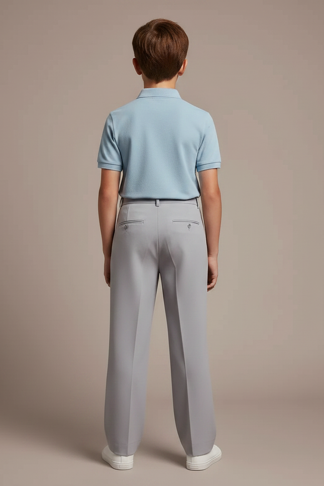 Pantalon À Pince Gris Ample Plissé Décontracté Enfant - Gabardine - vue 2