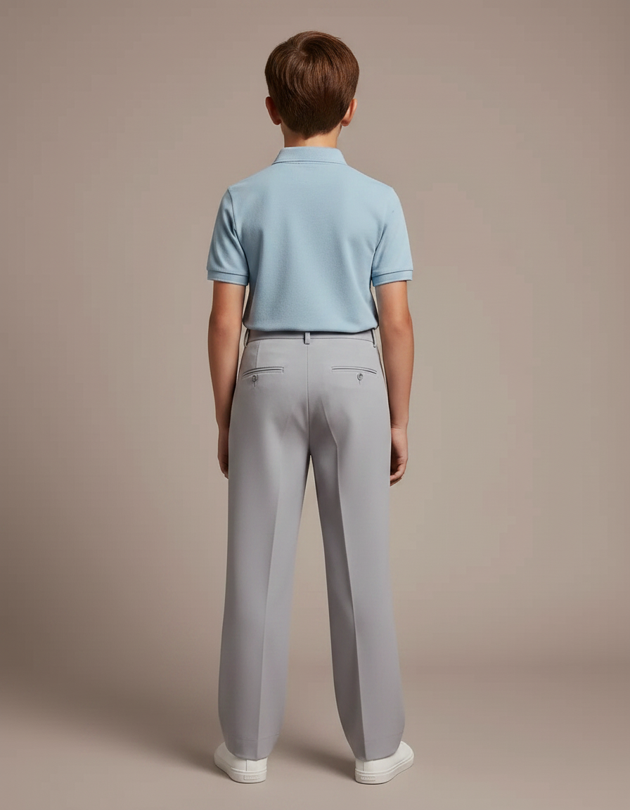Pantalon À Pince Gris Ample Plissé Décontracté Enfant - Gabardine - vue 2