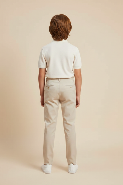 Pantalon À Pince Beige Plissé Décontracté Enfant - Gabardine - vue 2