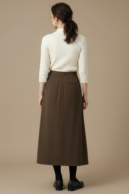 Pantalon À Pince Marron Plissé Élégant Fluide Ceinturé - Polyester - vue 2
