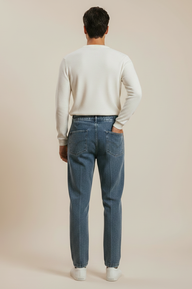 Pantalon À Pinces Taille Haute - Bleu Jean - vue 2