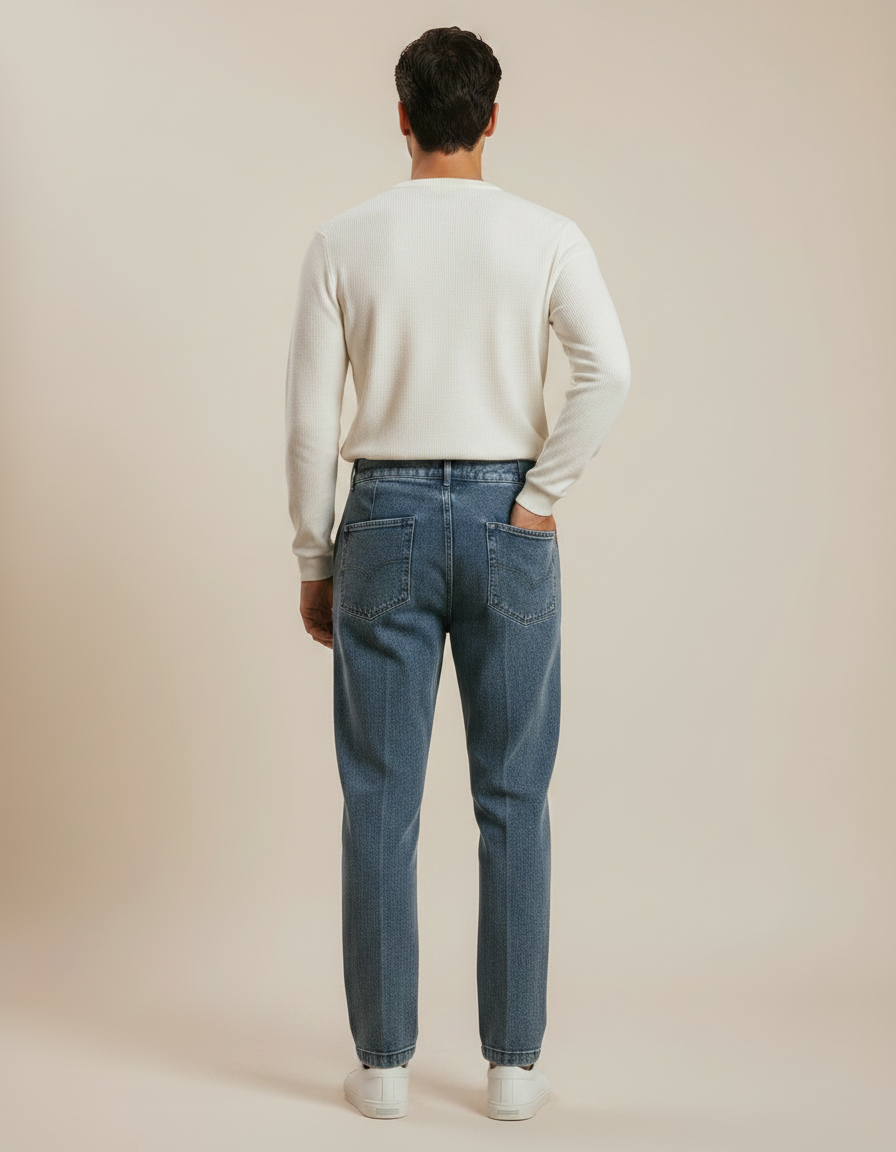 Pantalon À Pinces Taille Haute - Bleu Jean - vue 2