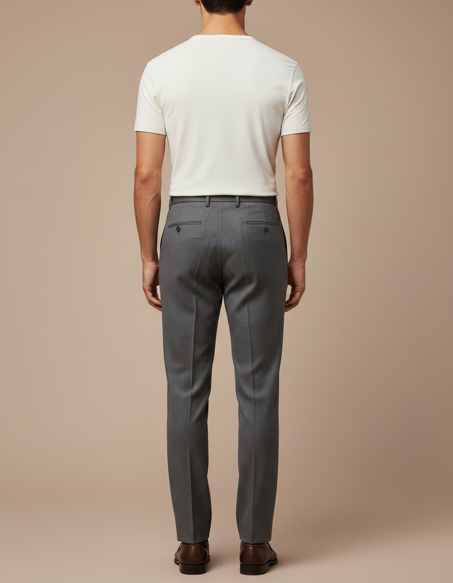 Pantalon À Pince Gris Foncé Plissé Droit Élégant Homme - Gabardine - vue 2