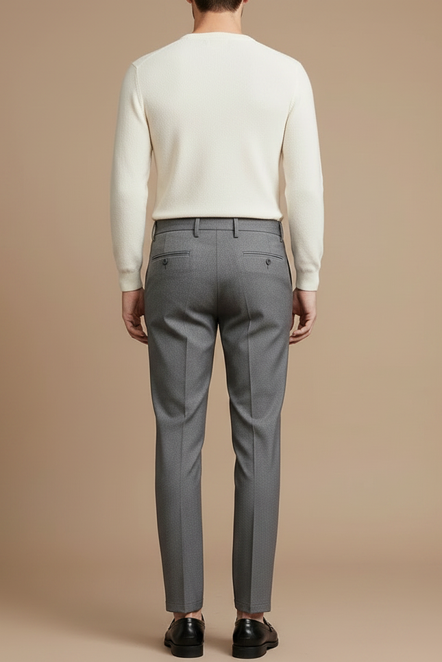 Pantalon À Pince Gris Slim Habillé Homme - Gabardine - vue 2