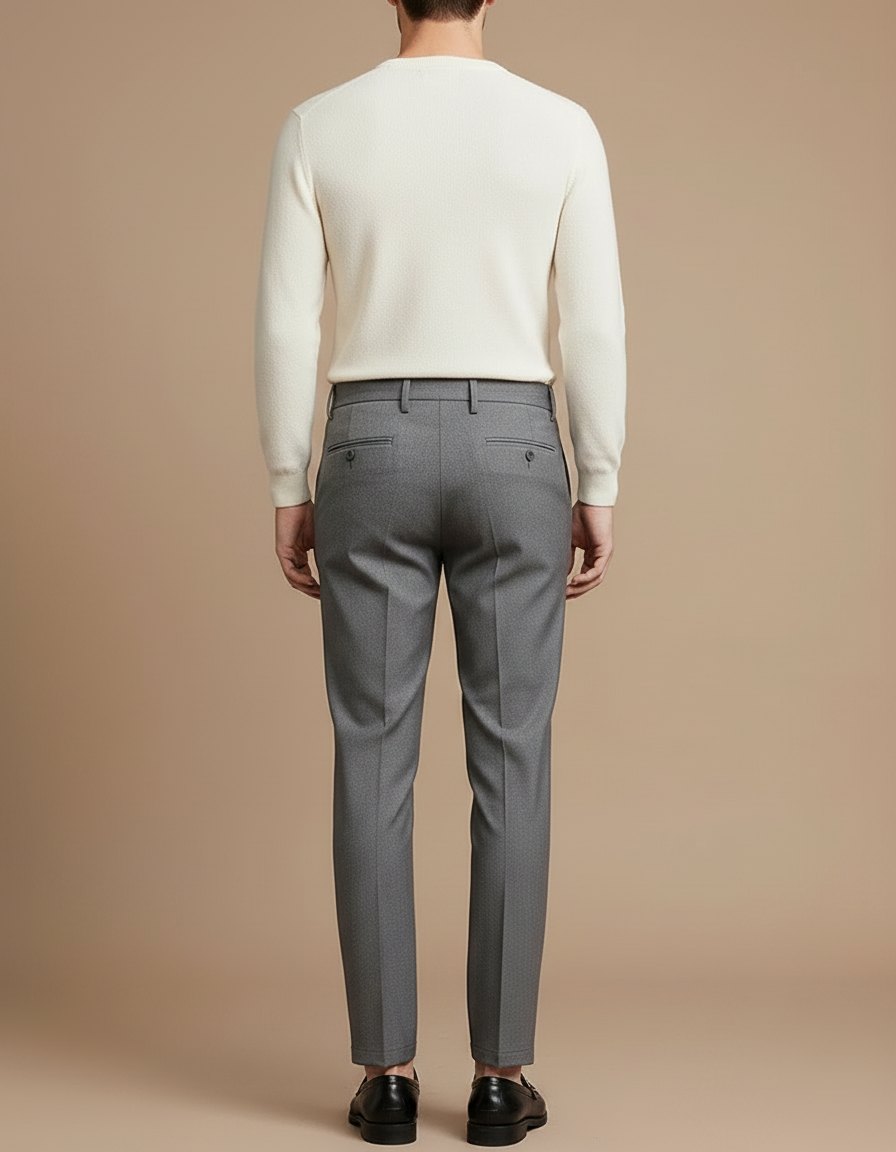 Pantalon À Pince Gris Slim Habillé Homme - Gabardine - vue 2