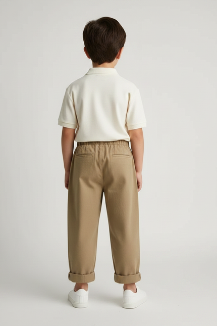 Pantalon À Pince Kaki Ample Coton Enfant - vue 2