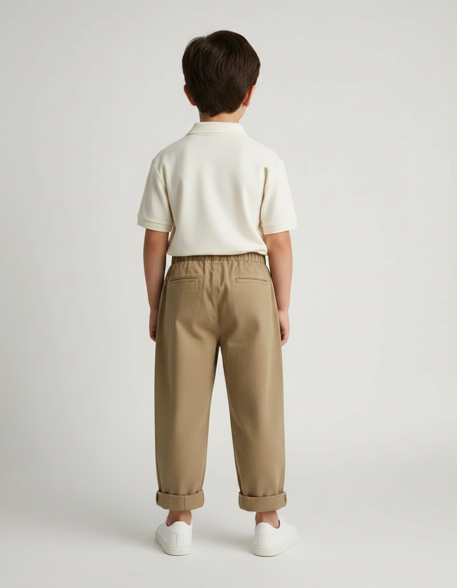 Pantalon À Pince Kaki Ample Coton Enfant - vue 2