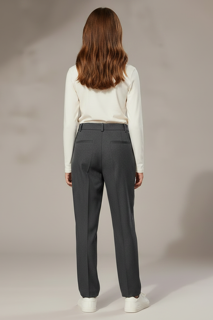 Pantalon À Pince Gris Plissé Droit Décontracté Enfant - Gabardine - vue 2