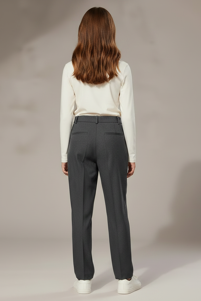 Pantalon À Pince Gris Plissé Droit Décontracté Enfant - Gabardine - vue 2