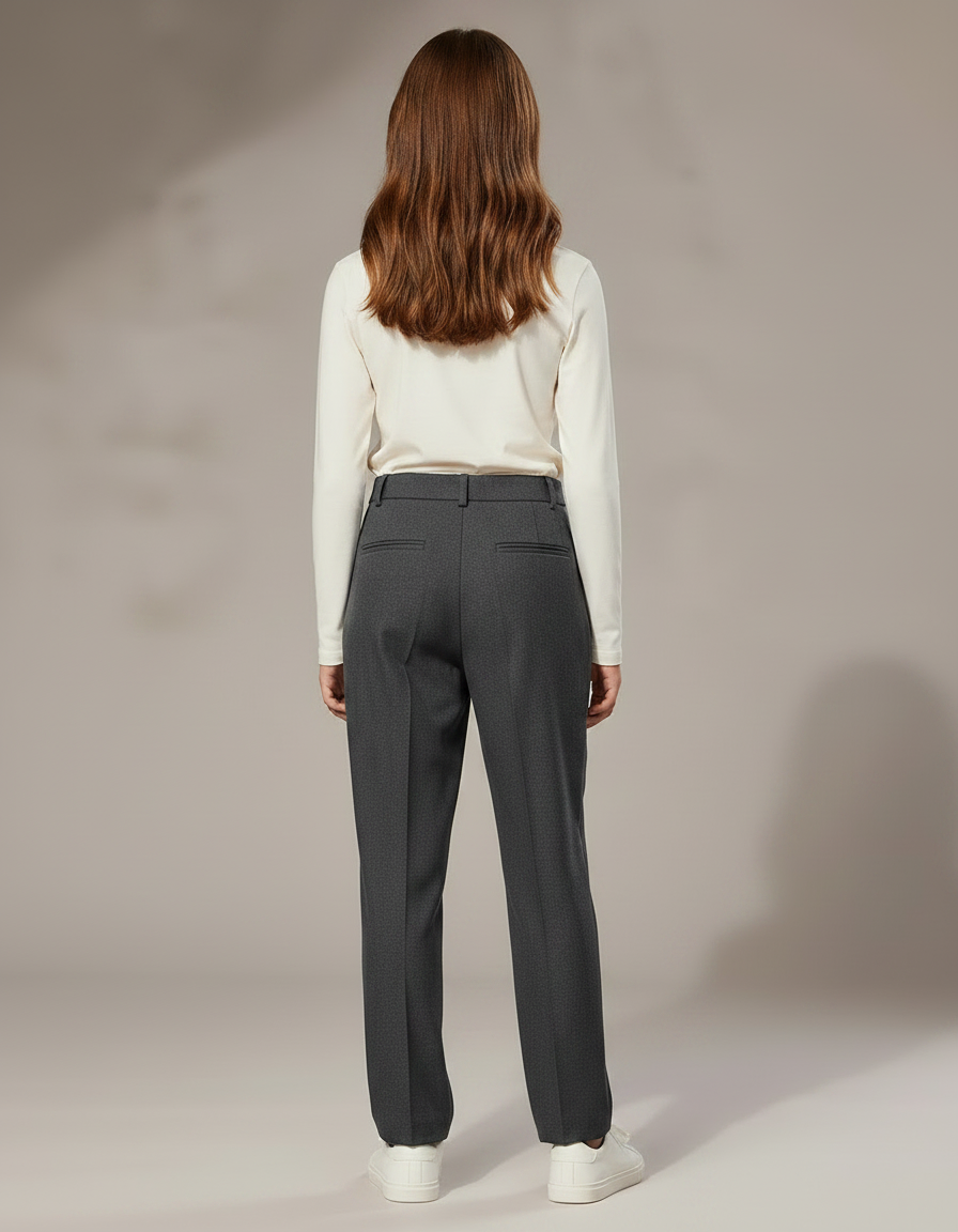 Pantalon À Pince Gris Plissé Droit Décontracté Enfant - Gabardine - vue 2