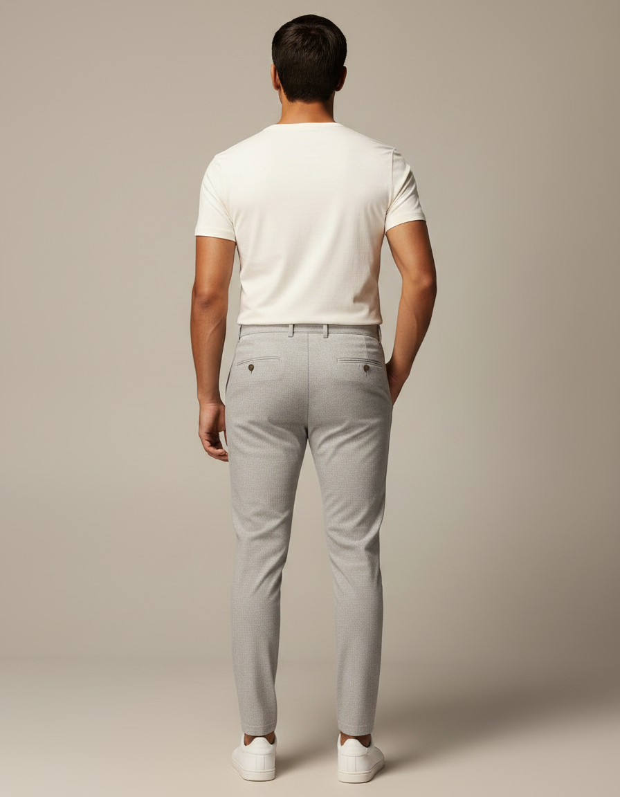 Pantalon À Pince Gris Clair Slim Plissé Homme Élégant - Gabardine - vue 2