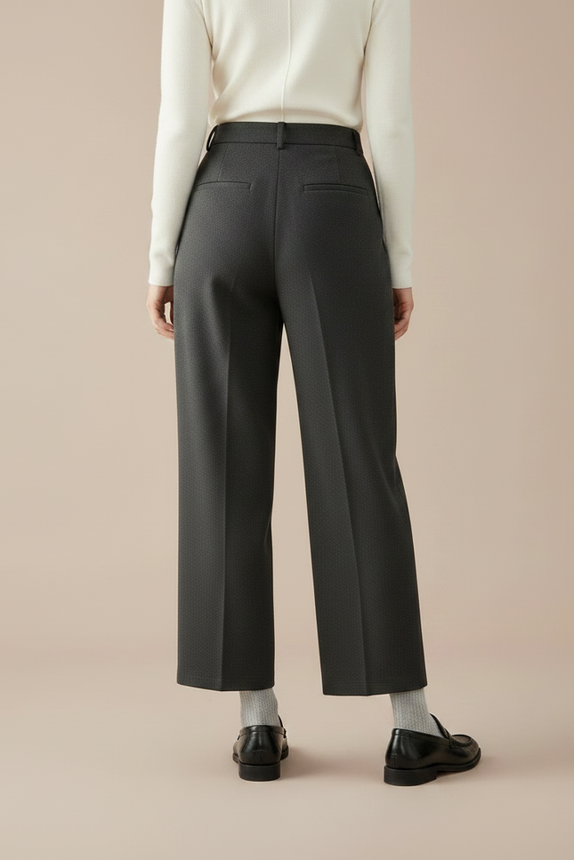 Pantalon À Pince Gris Plissé Tapered Femme Hiver - Laine - vue 2