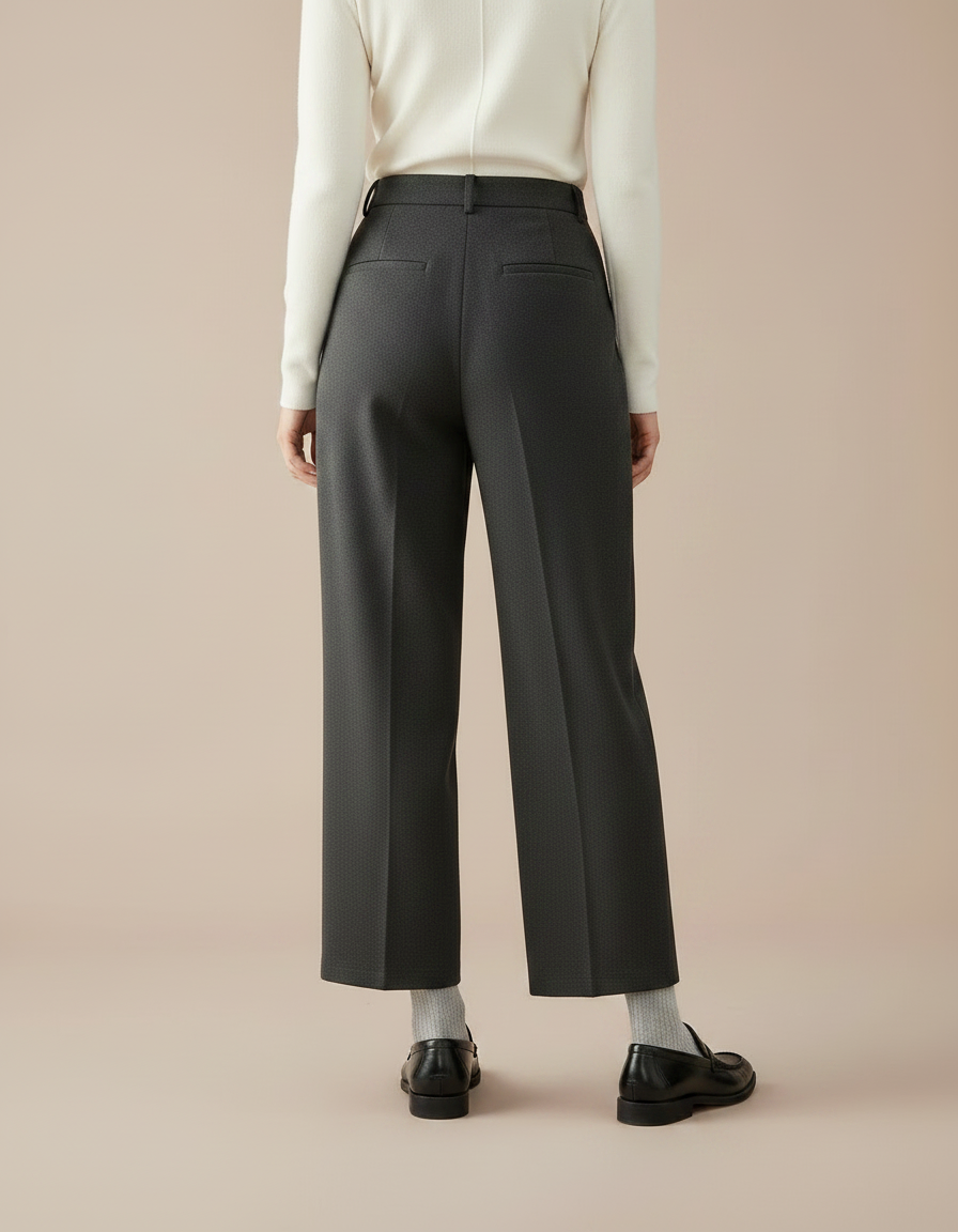 Pantalon À Pince Gris Plissé Tapered Femme Hiver - Laine - vue 2