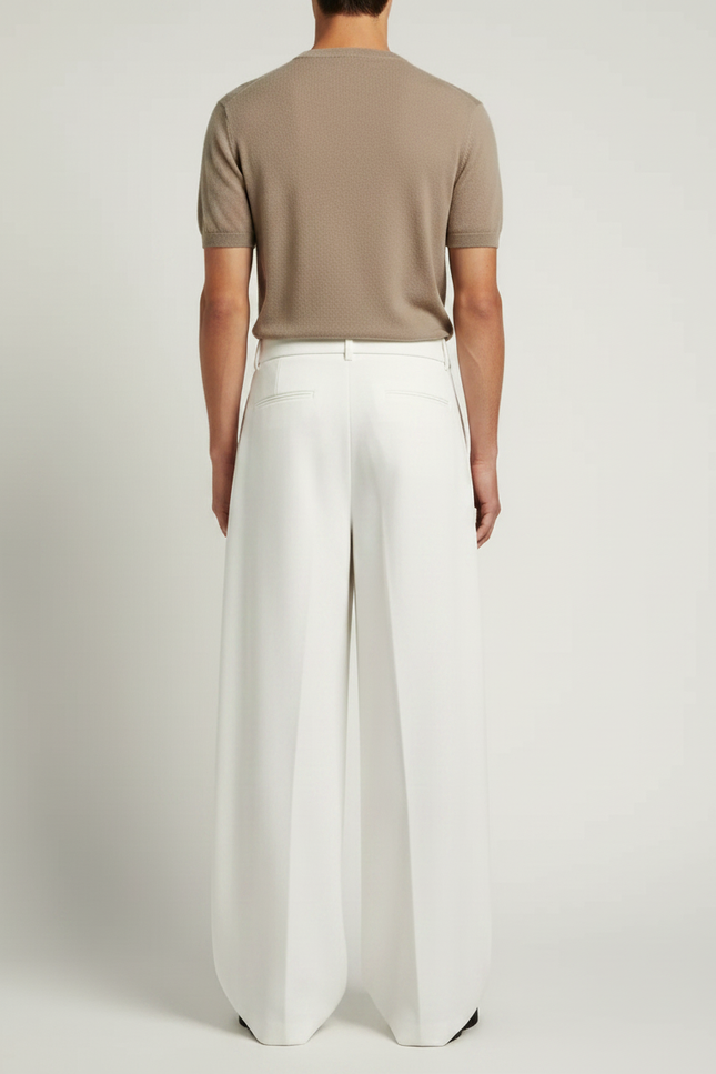 Pantalon À Pince Blanc Homme - Gabardine - vue 2